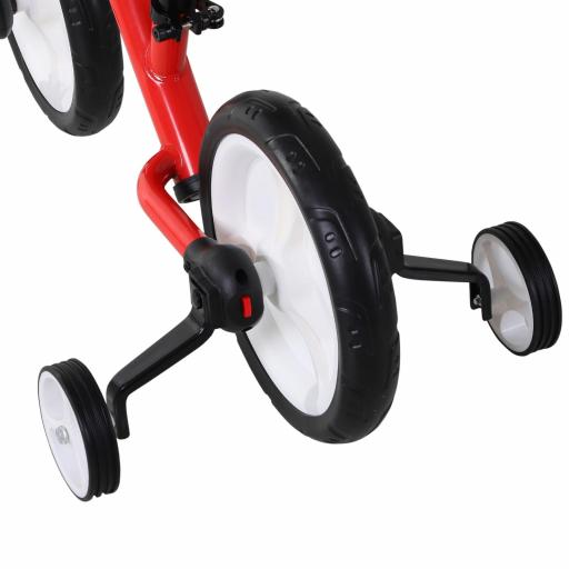 Bicicleta de Equilibrio con Pedales y Ruedas Entrenamiento Extraíbles de Asiento Regulable 33-38cm Niños +24 Meses Carga 25kg Rojo  [4]