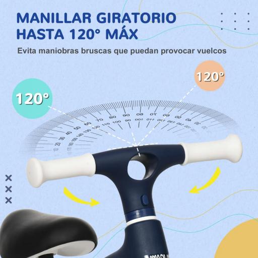 Bicicleta de Equilibrio para Niños de 18-36 Meses con Asiento Ajustable en Altura Carga 25 kg 67,5x32x44 cm Azul [2]