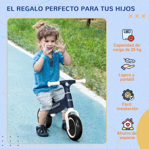 Bicicleta de Equilibrio para Niños de 18-36 Meses con Asiento Ajustable en Altura Carga 25 kg 67,5x32x44 cm Azul [10]