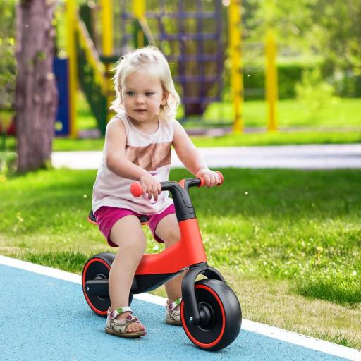 Bicicleta sin Pedales para Niños de + 18 Meses Triciclo Infantil con Sillín Ajustable en 30-36,5 cm 66,5x34x46,5 cm Rojo
