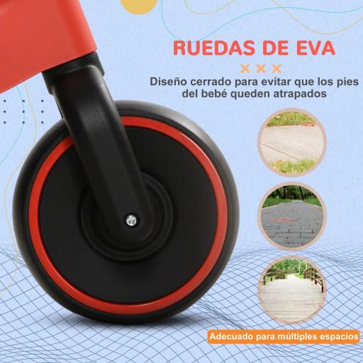 Bicicleta sin Pedales para Niños de + 18 Meses Triciclo Infantil con Sillín Ajustable en 30-36,5 cm 66,5x34x46,5 cm Rojo [9]