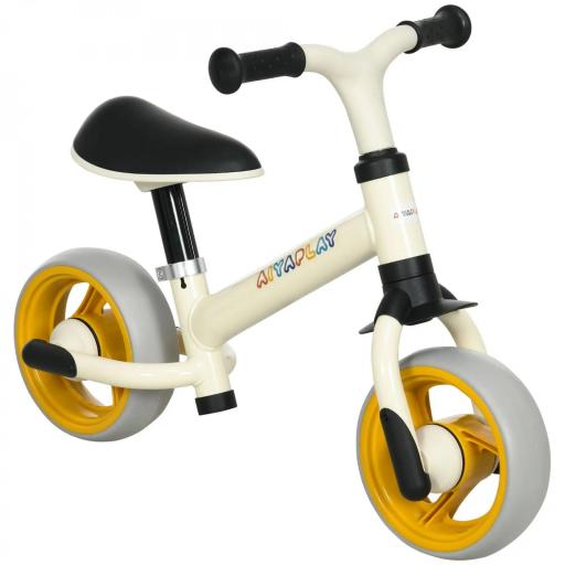 Bicicleta de Equilibrio Infantil +18 Meses con Asiento Ajustable en Altura Carga 25 kg 66,5x34x47 cm Blanco y Naranja [2]