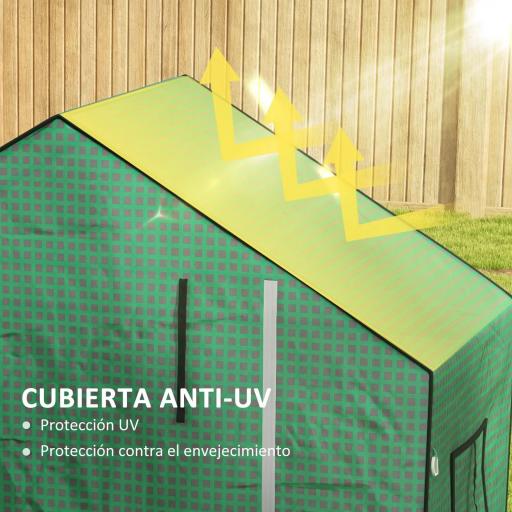 Cubierta de Repuesto de Invernadero 140x73x190 cm con Ventana Puerta con Cremallera Anti-UV Protección de Plantas Verde [4]