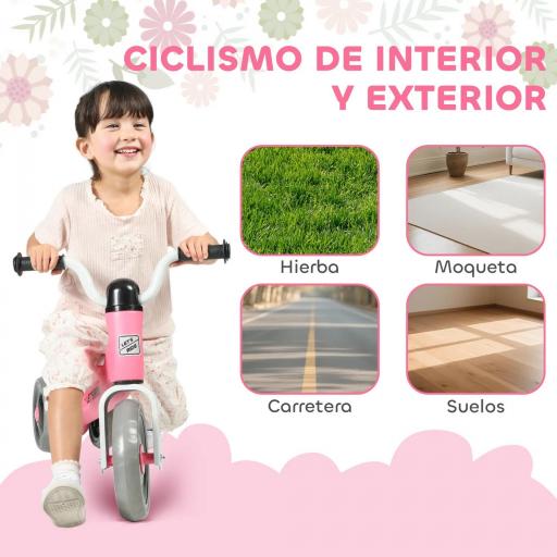 Bicicleta sin Pedales para Niños de 12 a 36 Meses con Ruedas Silenciosas y Manillares con Giro Limitado a 60°, Rosa [7]