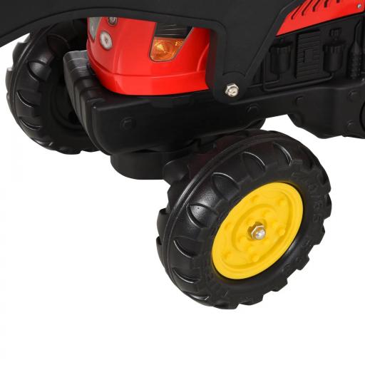 Tractor a Pedales con Remolque Excavador con Pala Frontal Juguete de Conducción para Mayores de 3 Años Dirección y Palas Fáciles de Controlar Soporta hasta 35 kg 179x42x59 cm Rojo [6]
