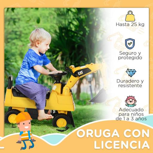 Excavador Correpasillos con Licencia Caterpillar para Niños con Pala Delantera y Bocina 85x27,5x47,5 cm Amarillo  [4]