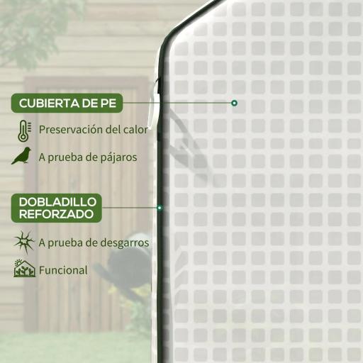 Cubierta de Repuesto para Invernadero 140x143x190cm con Ventana Puerta Enrollable Anti-UV para Plantas Jardín Blanco [5]