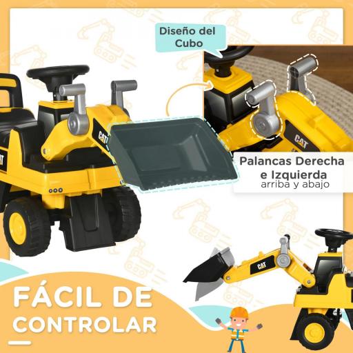 Excavadora para Niños de 18 a 36 Meses con Licencia Caterpillar Pala Delantera y Bocina 78x29,5x54 cm Amarillo [1]