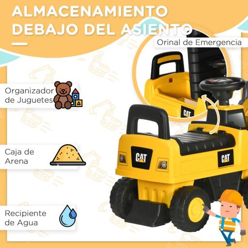 Excavadora para Niños de 18 a 36 Meses con Licencia Caterpillar Pala Delantera y Bocina 78x29,5x54 cm Amarillo [4]