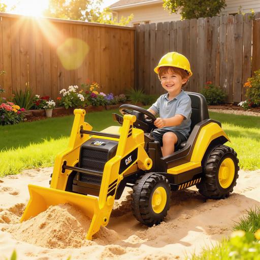 Excavadora Eléctrica para Niños 3-6 Años Marca Oficial Caterpillar 12V con Control Remoto, Amarillo