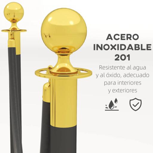 Postes Separadores de Acero Inoxidable de 2 Piezas 96 cm de Altura Base Rellenable 2 Cuerdas de Terciopelo Negro [6]