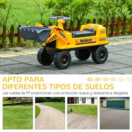 Camion Correpasillos Tractor sin Pedales para Niños de 2-3 Años con Pala Excavadora Espacio de Almacenaje Oculto y Bocina 70x26x37 cm Amarillo [8]