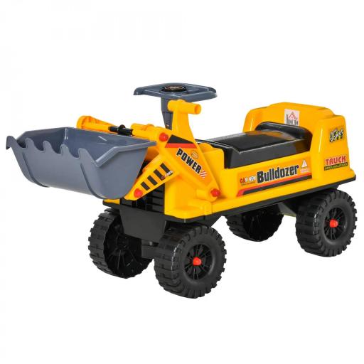Camion Correpasillos Tractor sin Pedales para Niños de 2-3 Años con Pala Excavadora Espacio de Almacenaje Oculto y Bocina 70x26x37 cm Amarillo [5]