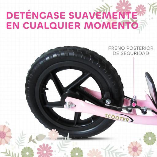 Patinete para Niños de 5-12 Años Scooter de 2 Ruedas Grandes de 12 Pulgadas con Freno y Manillar Ajustable en Altura Carga Máx. 50 kg 120x52x80-88 cm Rosa [4]