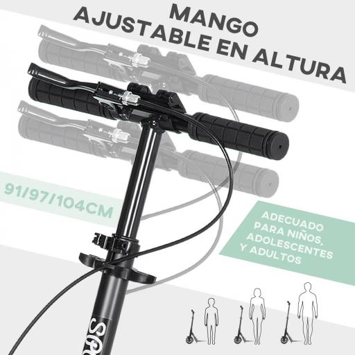 Patinete Plegable para Adultos y Niños de +14 Años Scooter con Manillar Ajustable 91,5x36,5x91-104 cm Verde [1]