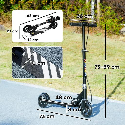 Patinete Plegable para Niños de 3-8 Años de 2 Ruedas con LED Luces Manillar de 4 Altura Ajustable Doble Frenos Negro [5]