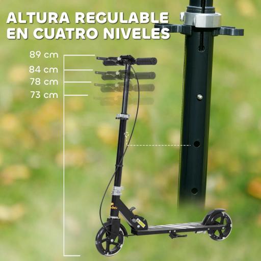 Patinete Plegable para Niños de 3-8 Años de 2 Ruedas con LED Luces Manillar de 4 Altura Ajustable Doble Frenos Negro [1]