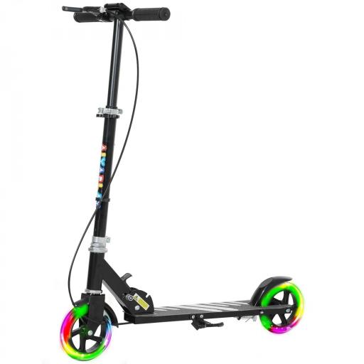 Patinete Plegable para Niños de 3-8 Años de 2 Ruedas con LED Luces Manillar de 4 Altura Ajustable Doble Frenos Negro [7]