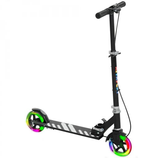 Patinete Plegable para Niños de 3-8 Años de 2 Ruedas con LED Luces Manillar de 4 Altura Ajustable Doble Frenos Negro [10]