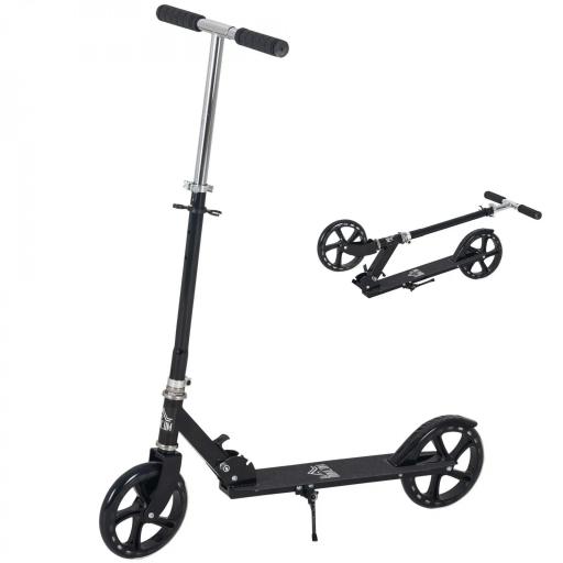 Patinete Plegable para Niños de 7-14 Años Scooter Infantil Manillar Ajustable en Altura de 4 Niveles con Freno 88x37x75-100 cm Negro [2]