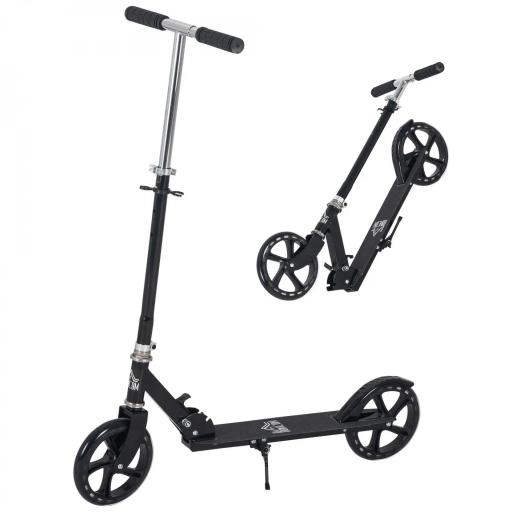 Patinete Plegable para Niños de 7-14 Años Scooter Infantil Manillar Ajustable en Altura de 4 Niveles con Freno 88x37x75-100 cm Negro [4]