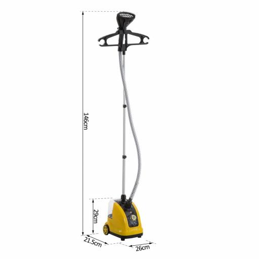 Plancha de Vapor con Depósito de 1,4 L y Temperatura Ajustable a 11 Niveles tipo Centro de Planchado Vertical 1800W 26x21,5x146 cm Amarillo [1]