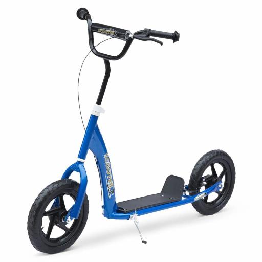 Patinete para Niños de 5-12 Años Scooter de 2 Ruedas Grandes de 12 Pulgadas con Freno y Manillar Ajustable en Altura Carga Máx. 50 kg 120x52x80-88 cm Azul [5]