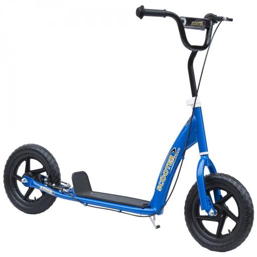 Patinete para Niños de 5-12 Años Scooter de 2 Ruedas Grandes de 12 Pulgadas con Freno y Manillar Ajustable en Altura Carga Máx. 50 kg 120x52x80-88 cm Azul [2]