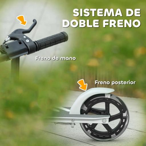 Patinete Plegable para Niños de 3-8 Años de 2 Ruedas con LED Luces Manillar de 4 Altura Ajustable Doble Frenos Blanco [3]