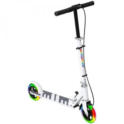 Patinete Plegable para Niños de 3-8 Años de 2 Ruedas con LED Luces Manillar de 4 Altura Ajustable Doble Frenos Blanco [8]