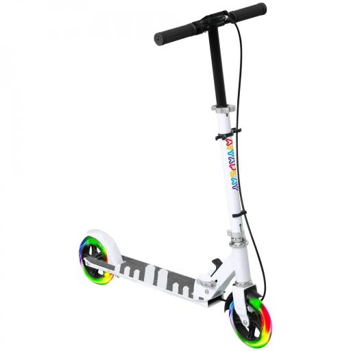 Patinete Plegable para Niños de 3-8 Años de 2 Ruedas con LED Luces Manillar de 4 Altura Ajustable Doble Frenos Blanco [7]