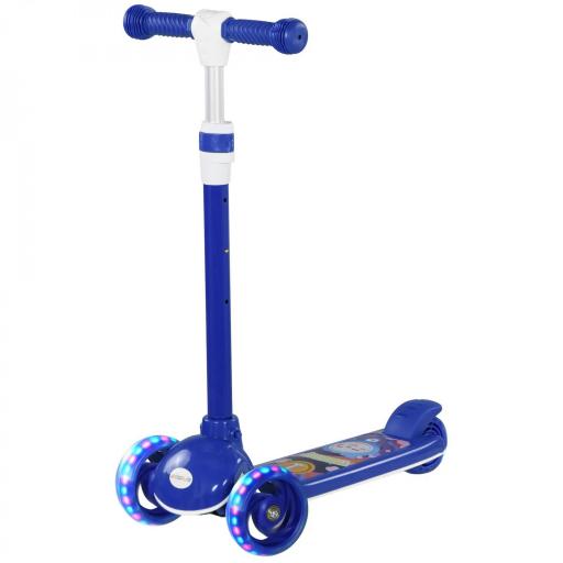 Patinete Infantil Patinete con 3 Ruedas Luces LED Altura Ajustable Carga 25 kg 52x29x63-76 cm Azul [9]