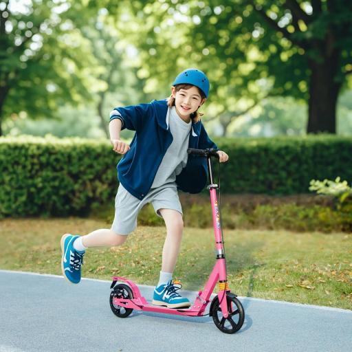 Patinete infantil con manillares ajustables, plegable, para niños 6-12 años, 94 x 36 x 88-103 cm, Rosa