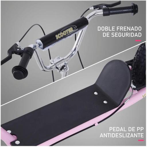 Patinete para Niños Mayores de 5 Años Scooter de 2 Ruedas Grandes con Doble Freno y Manillar Ajustable en Altura para Adolescentes Adultos 135x58x92-100 cm Rosa [9]