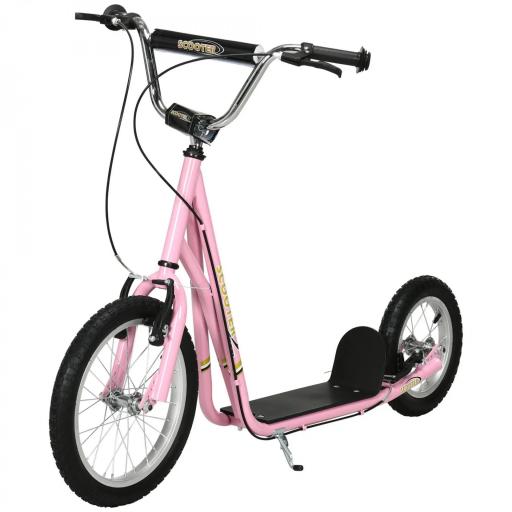 Patinete para Niños Mayores de 5 Años Scooter de 2 Ruedas Grandes con Doble Freno y Manillar Ajustable en Altura para Adolescentes Adultos 135x58x92-100 cm Rosa [6]