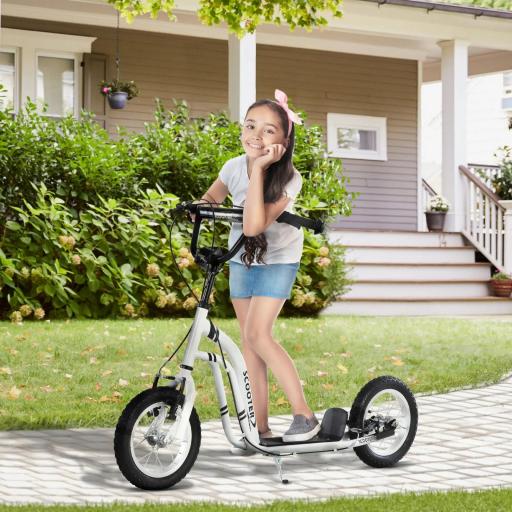 Patinete scooter para niños más de 5 años ruedas neumáticas manubrio ajustable 2 frenos controlados por manija 120x58x85-95 cm