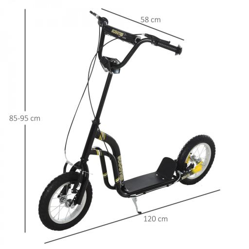 Patinete Scooter para Niños de más de 5 Años con Ruedas Manillar Ajustable 2 Frenos Controlados por Manillar 120x58x85-95 cm [1]