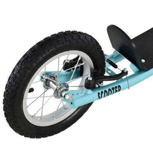 Scooter Patinete para Niños Mayores de 5 Años con 2 Neumáticos de Caucho Inflable con Doble Freno Manillar Ajustable en Altura Soporte 100 kg 135x58x88-94 cm Azul [4]