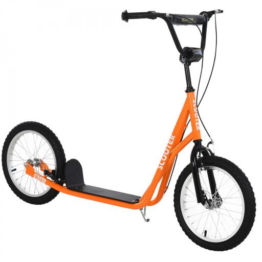 Scooter Patinete para Niños +5 Años y Adolescentes con Manillar Ajustable en Altura 2 Neumáticos de Caucho Inflable con Doble Freno y Ruedas 16" Carga 100 kg 139x58x90-96 cm Naranja [8]