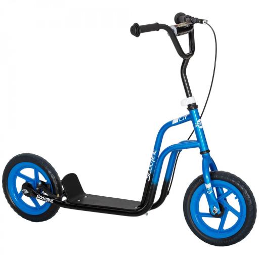 Patinete scooter para niños con manillar ajustable, ruedas grandes, soporte de estacionamiento, freno de mano, para niños de 5 a 12 años, Azul [5]