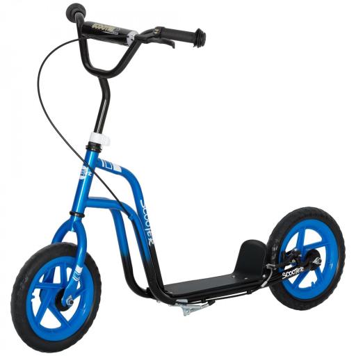 Patinete scooter para niños con manillar ajustable, ruedas grandes, soporte de estacionamiento, freno de mano, para niños de 5 a 12 años, Azul [6]