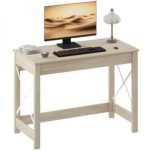 Escritorio Moderno Mesa Escritorio Mesa de Ordenador Fácil de Montar para Oficina Estudio 105x50x76 cm Natural [6]