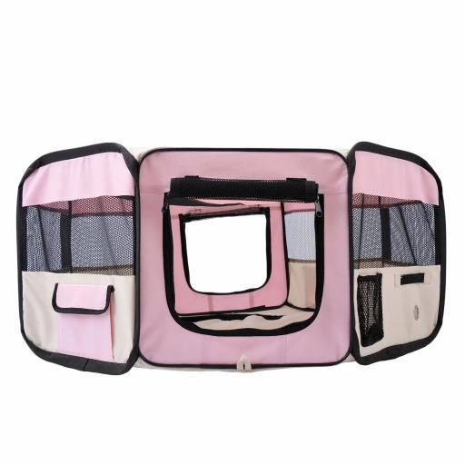 Parque Plegable para Perros y Gatos Corralito Portátil para Animales Pequeños Impermeable de Tela Oxford Ø90x41 cm Rosa [9]