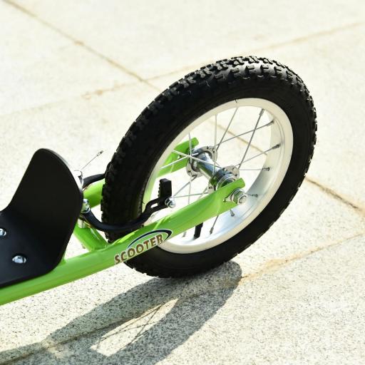 Patinete para Niños Mayores de 5 Años Scooter 2 Neumáticos Inflables de Caucho con Frenos Manillar Ajustable Pedal Antideslizante 117x52x80-85 cm Verde [6]