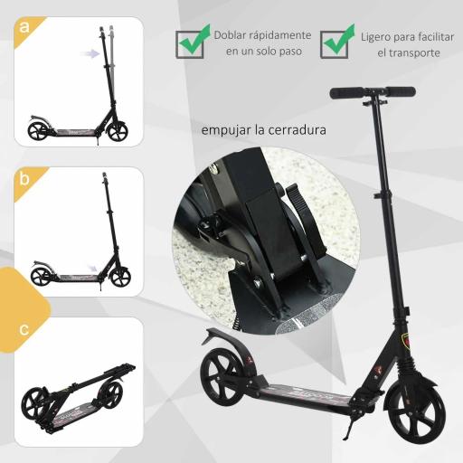 Patinete Plegable Scooter con Manillar Altura Ajustable Patinete Ligero para Adultos y Niños (más de 14 años) Tipo Monopatín con Freno Grandes Ruedas Ø200 mm Aluminio Carga 100kg [6]