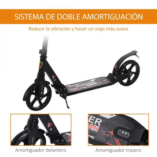 Patinete Plegable Scooter con Manillar Altura Ajustable Patinete Ligero para Adultos y Niños (más de 14 años) Tipo Monopatín con Freno Grandes Ruedas Ø200 mm Aluminio Carga 100kg [4]