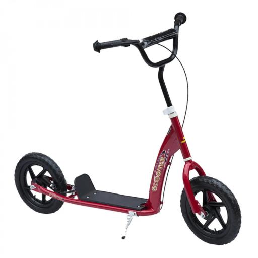 Patinete para Niños de 5-12 Años Scooter de 2 Ruedas Grandes de 12 Pulgadas con Freno y Manillar Ajustable en Altura Carga Máx. 50 kg 120x52x80-88 cm Rojo [4]