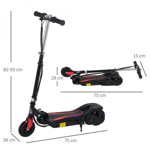 Patinete Eléctrico Plegable para Niños de 7-14 Años, Patinete Eléctrico con Velocidad Max. 12 km/h, Alcance de 8 km, Altura Ajustable, Freno de Mano, Negro [1]