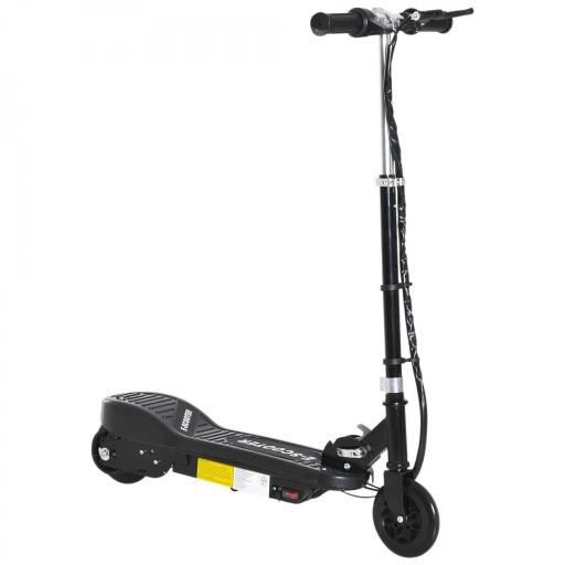 Patinete Eléctrico para Niños de +7 Años Scooter Plegable con Altura Ajustable Batería Recargable 24V Velocidad hasta 12 km/h y Freno Carga 50 kg 74x36x69-91 cm Negro [9]