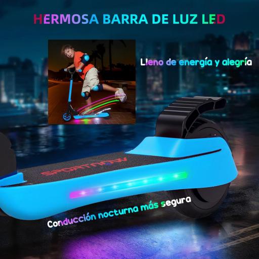 Patinete Eléctrico Plegable de +6 Años Motor 120 W Autonomía 6 KM MAX 10 KM/H Ruedas de 5" - 5,5" Altura Ajustable Azul [9]